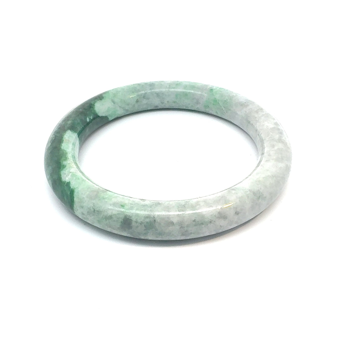 TAU Kazakh Jadeite Bangle, Green and White Gradient, Natural Type A