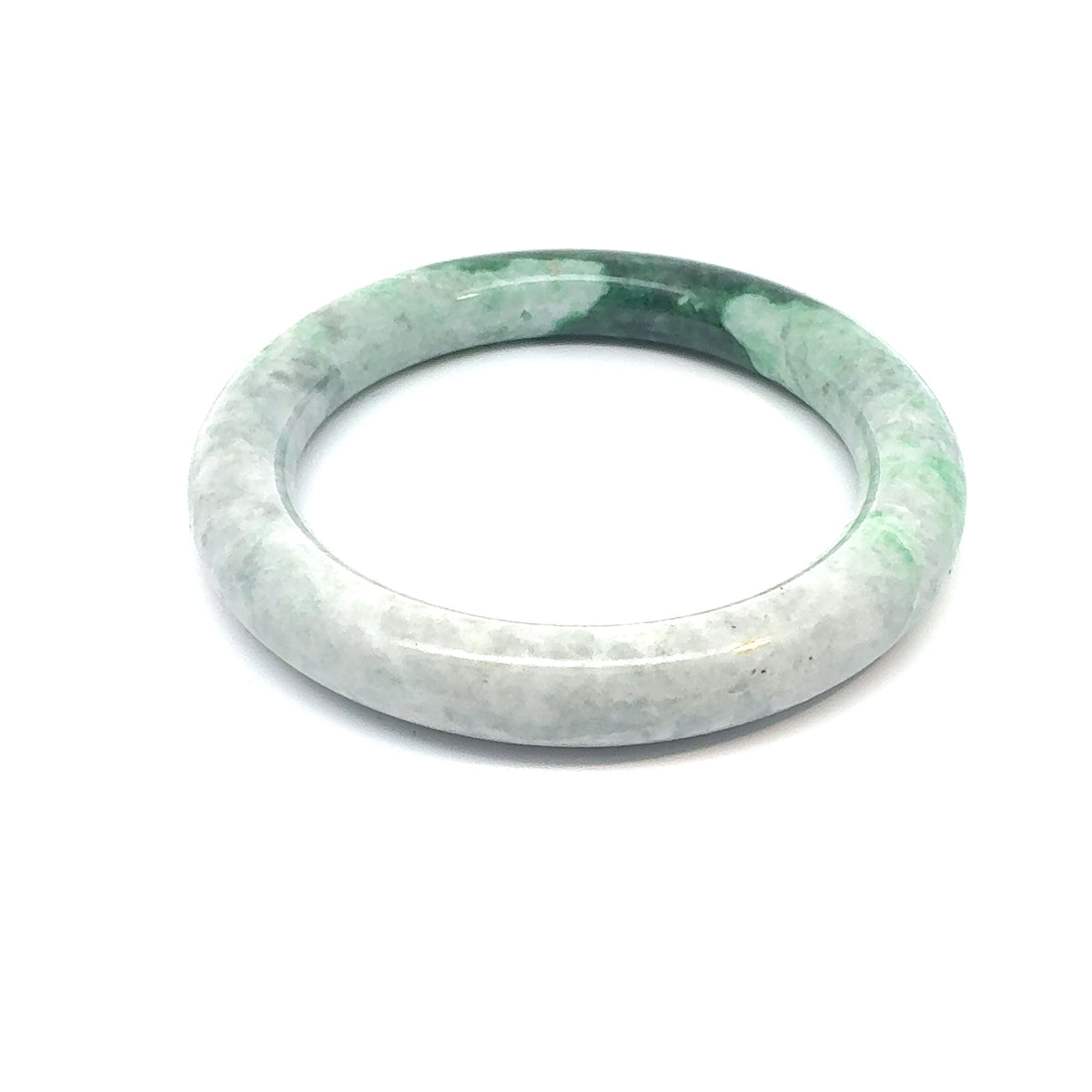 TAU Kazakh Jadeite Bangle, Green and White Gradient, Natural Type A