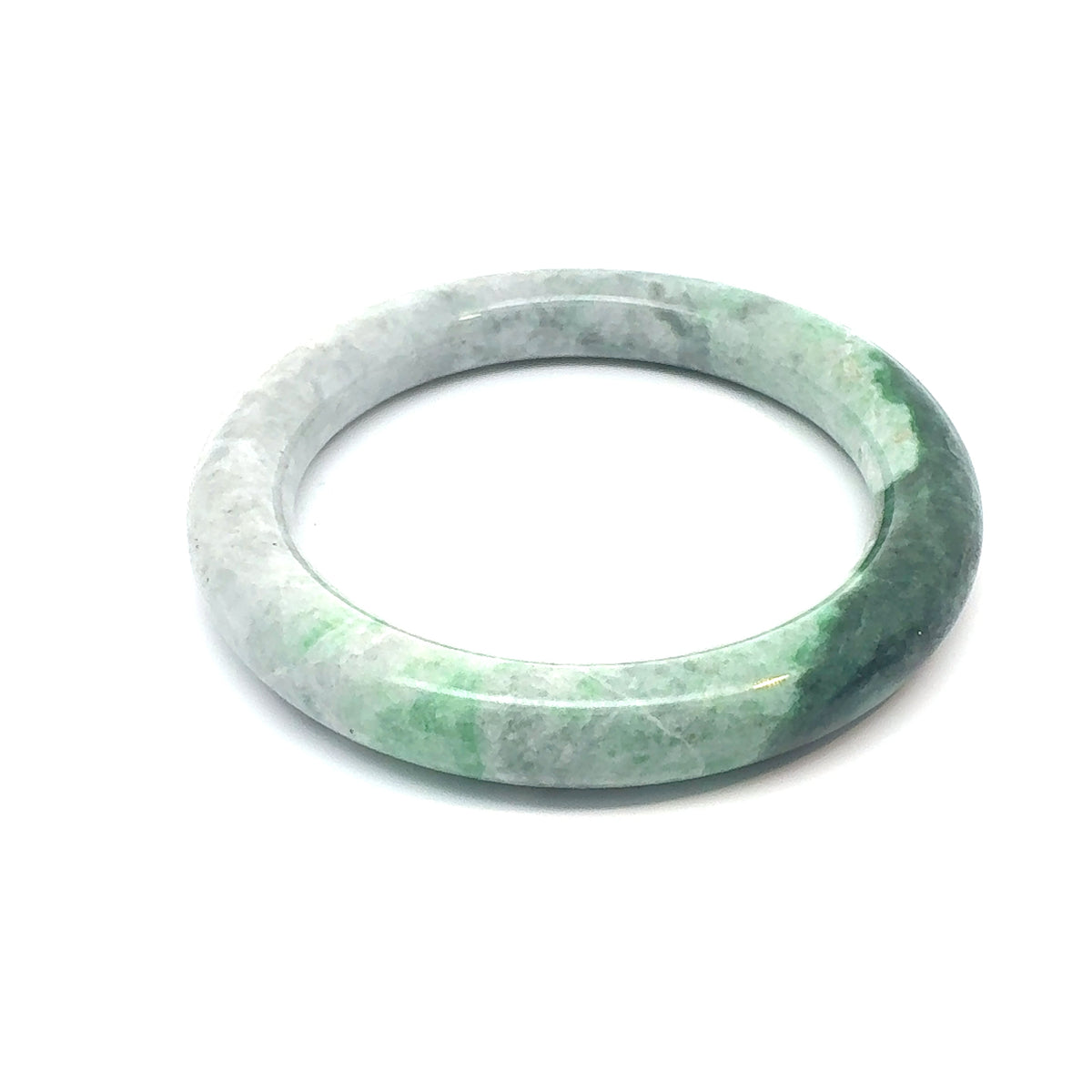TAU Kazakh Jadeite Bangle, Green and White Gradient, Natural Type A
