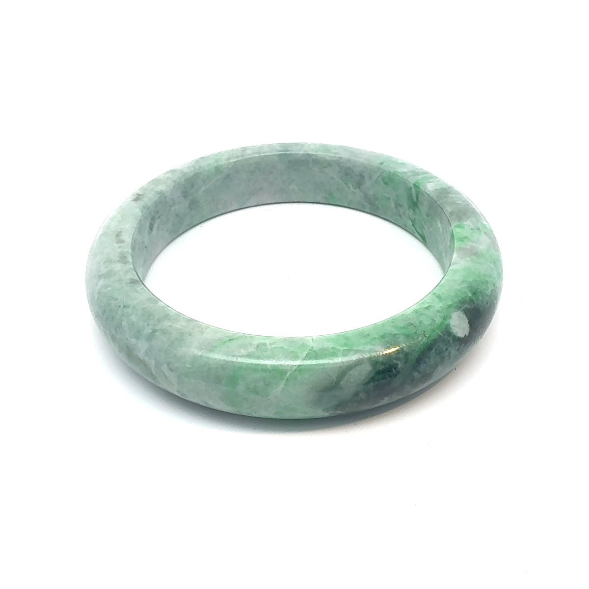 TAU Kazakh Jadeite Bangle, Light and Dark Green, Natural Type A