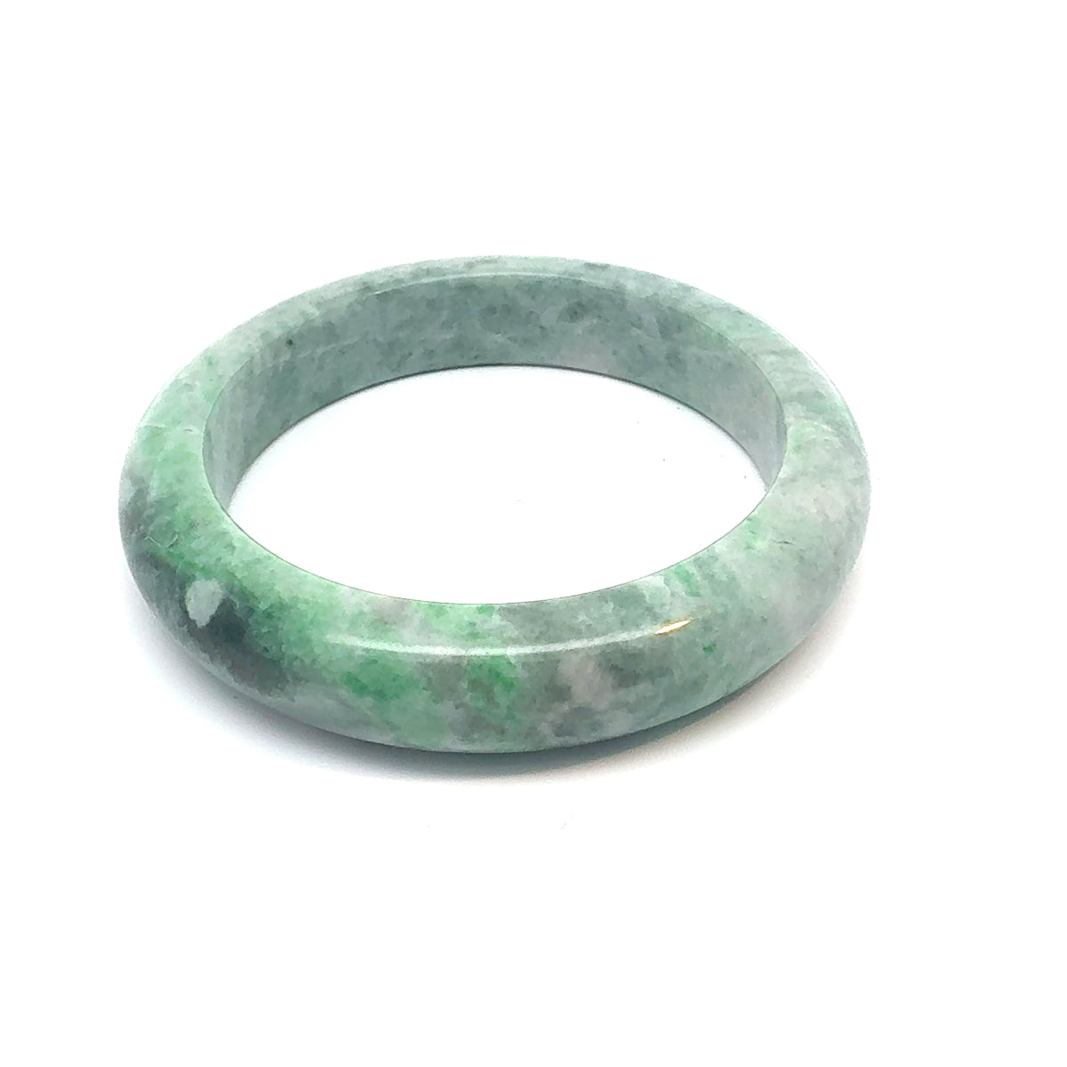 TAU Kazakh Jadeite Bangle, Light and Dark Green, Natural Type A