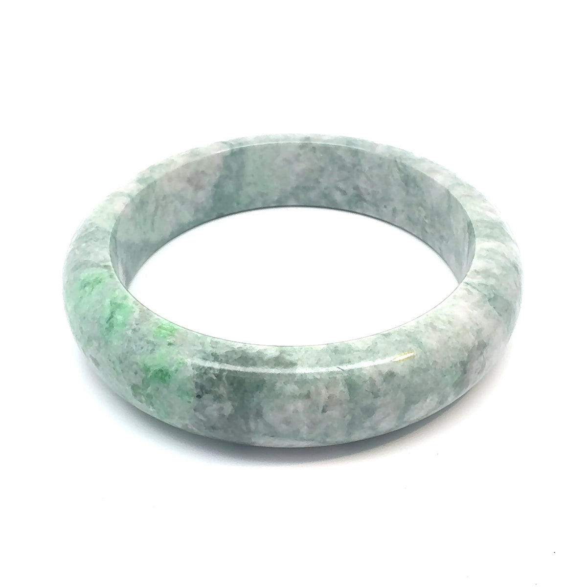 TAU Kazakh Jadeite Bangle, Soft Green and White, Natural Type A