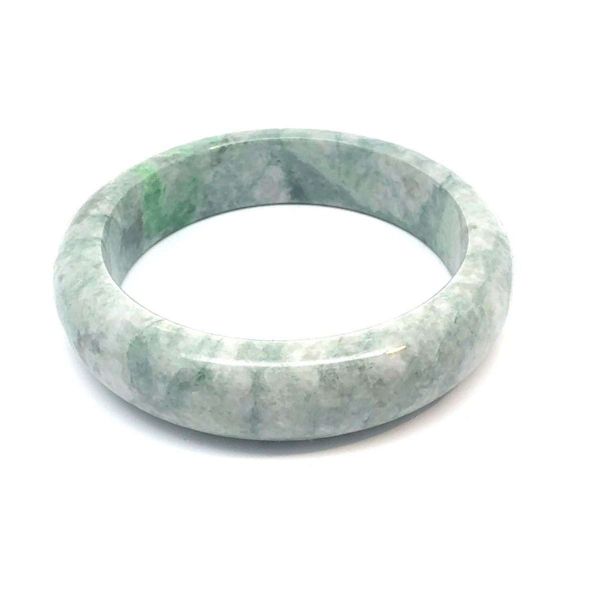 TAU Kazakh Jadeite Bangle, Soft Green and White, Natural Type A