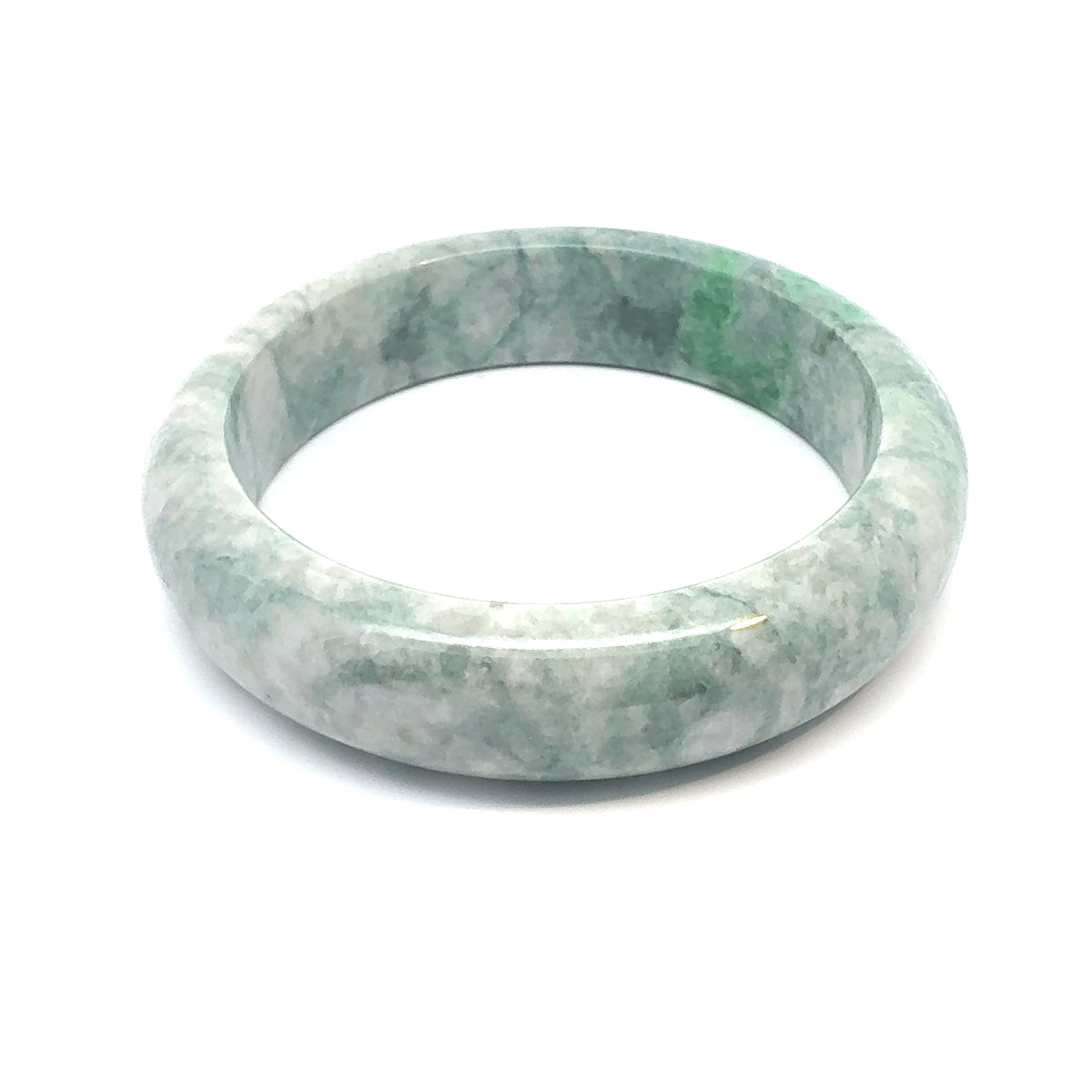 TAU Kazakh Jadeite Bangle, Soft Green and White, Natural Type A