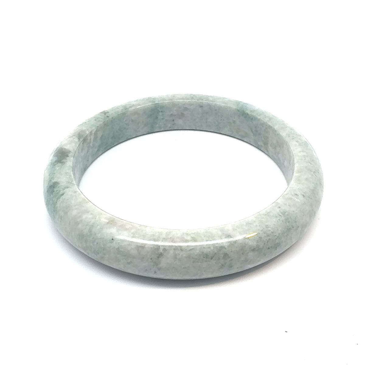 QAR Kazakh Jadeite Bangle, Mottled Light Green, Natural Type A