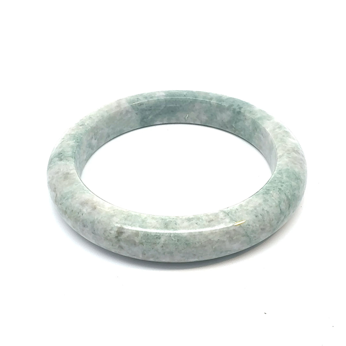 QAR Kazakh Jadeite Bangle, Pale Green and White, Natural Type A