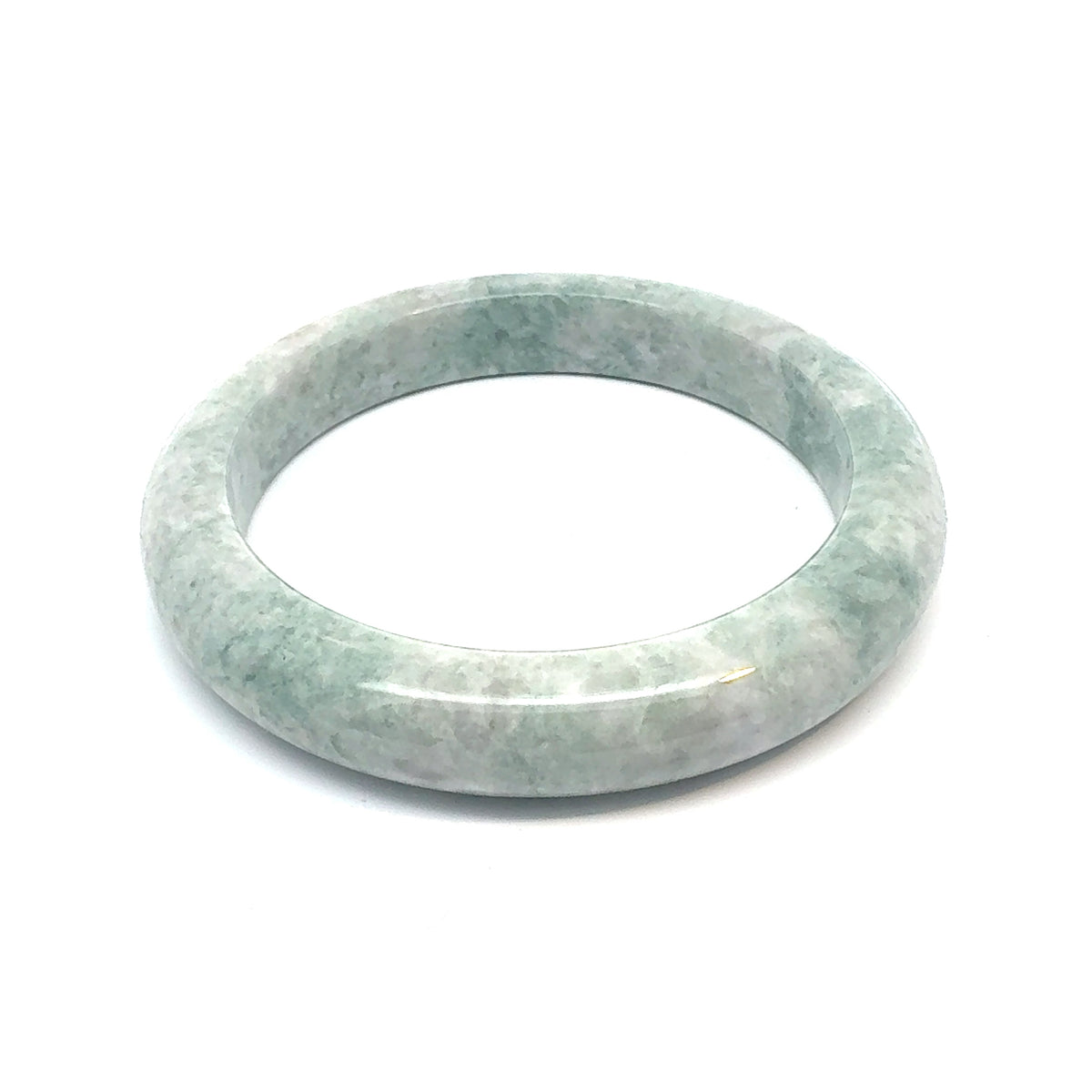 QAR Kazakh Jadeite Bangle, Pale Green and White, Natural Type A
