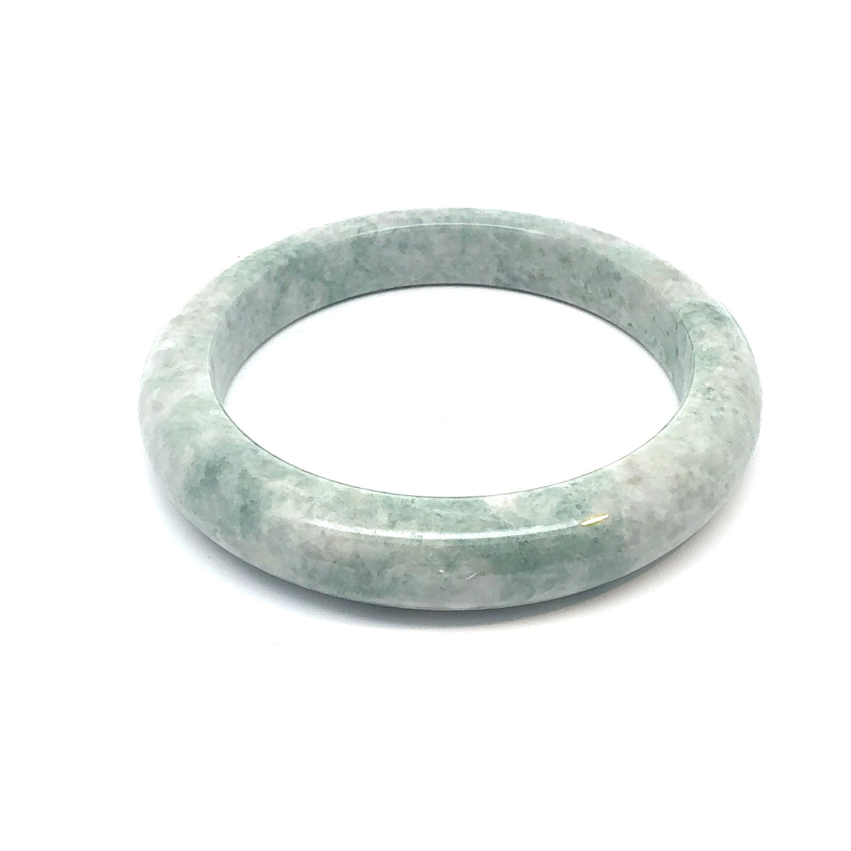 QAR Kazakh Jadeite Bangle, Pale Green and White, Natural Type A