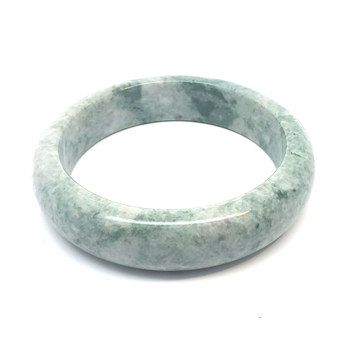 QAR Kazakh Jadeite Bangle, Mottled Green and White, Natural Type A