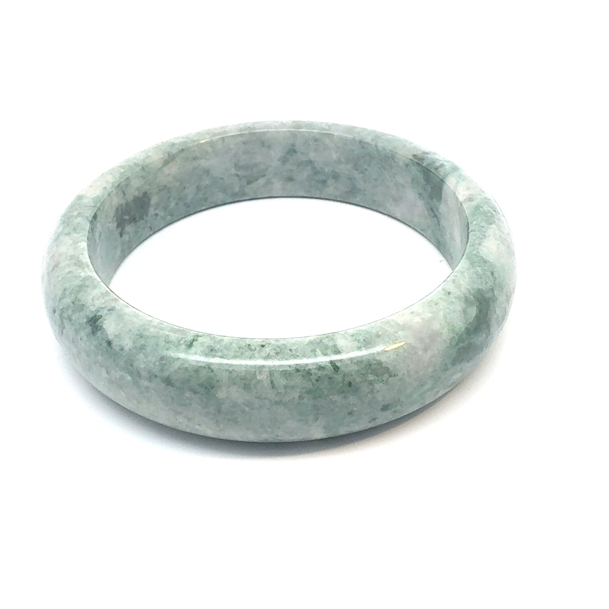 QAR Kazakh Jadeite Bangle, Mottled Green and White, Natural Type A