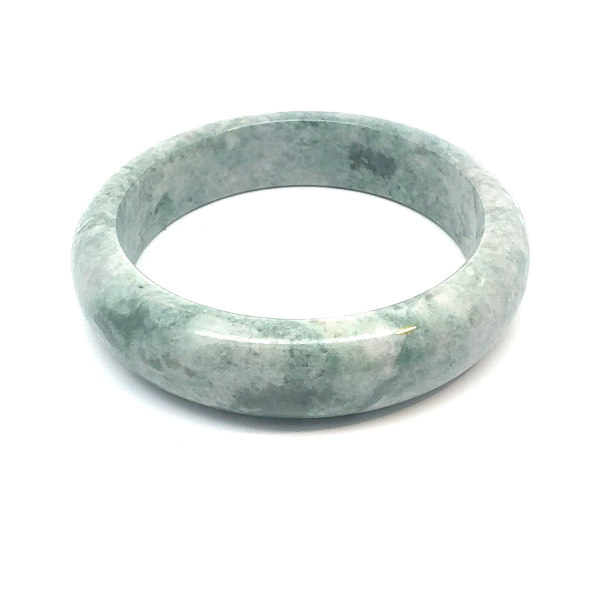 QAR Kazakh Jadeite Bangle, Mottled Green and White, Natural Type A