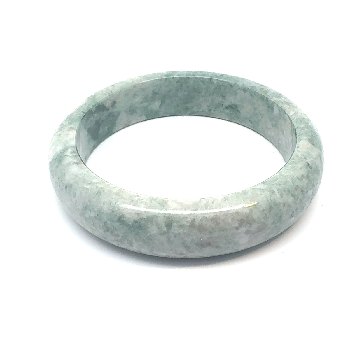 QAR Kazakh Jadeite Bangle, Mottled Green and White, Natural Type A