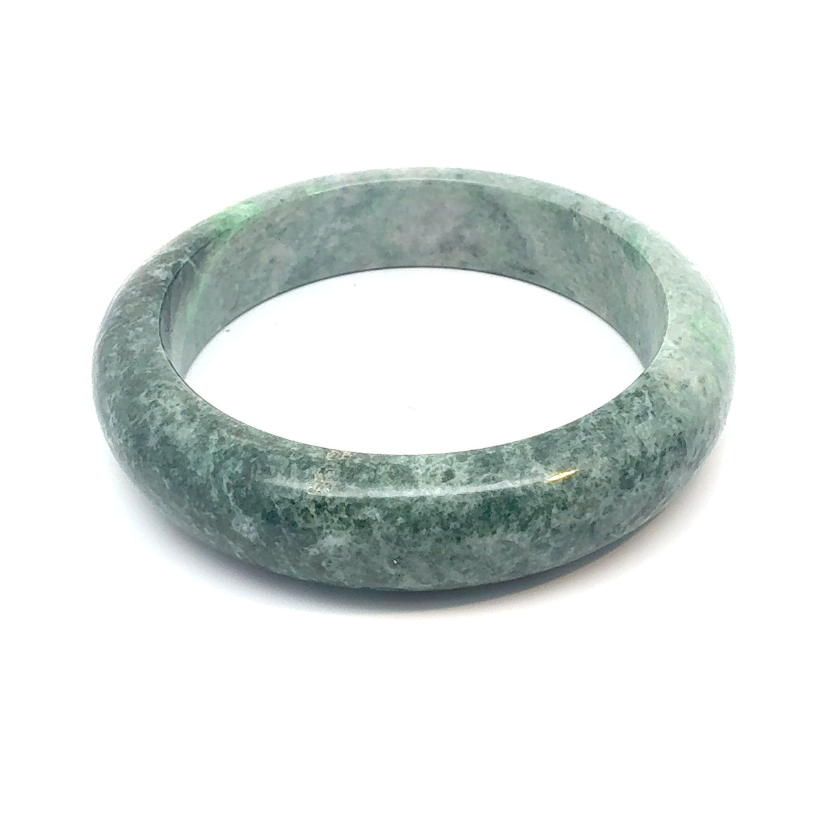 TAU Kazakh Jadeite Bangle, Green and White Mottled, Natural Type A