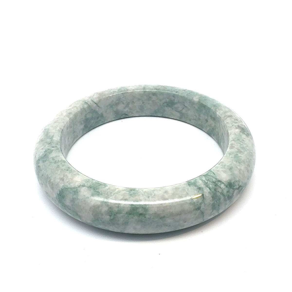 QAR Kazakh Jadeite Bangle, Mottled Green and White, Natural Type A