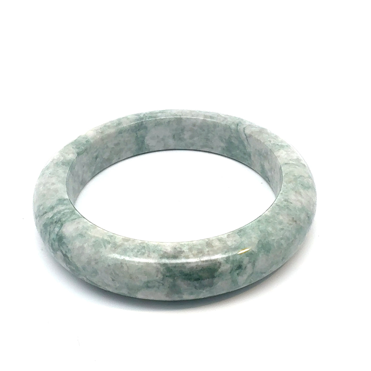 QAR Kazakh Jadeite Bangle, Mottled Green and White, Natural Type A