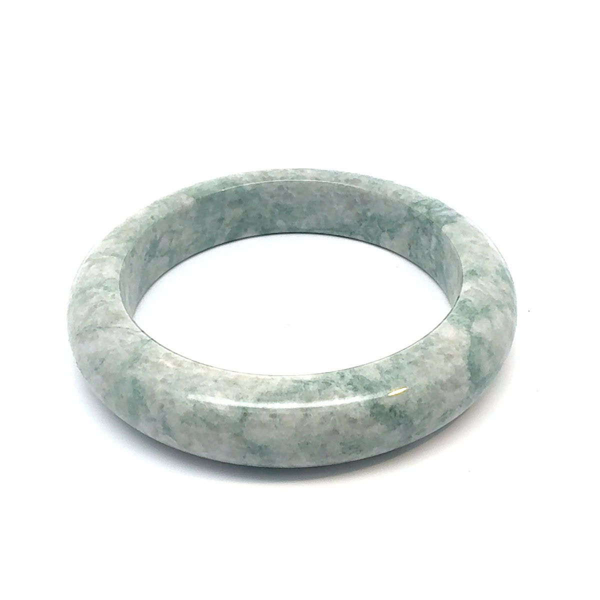 QAR Kazakh Jadeite Bangle, Mottled Green and White, Natural Type A