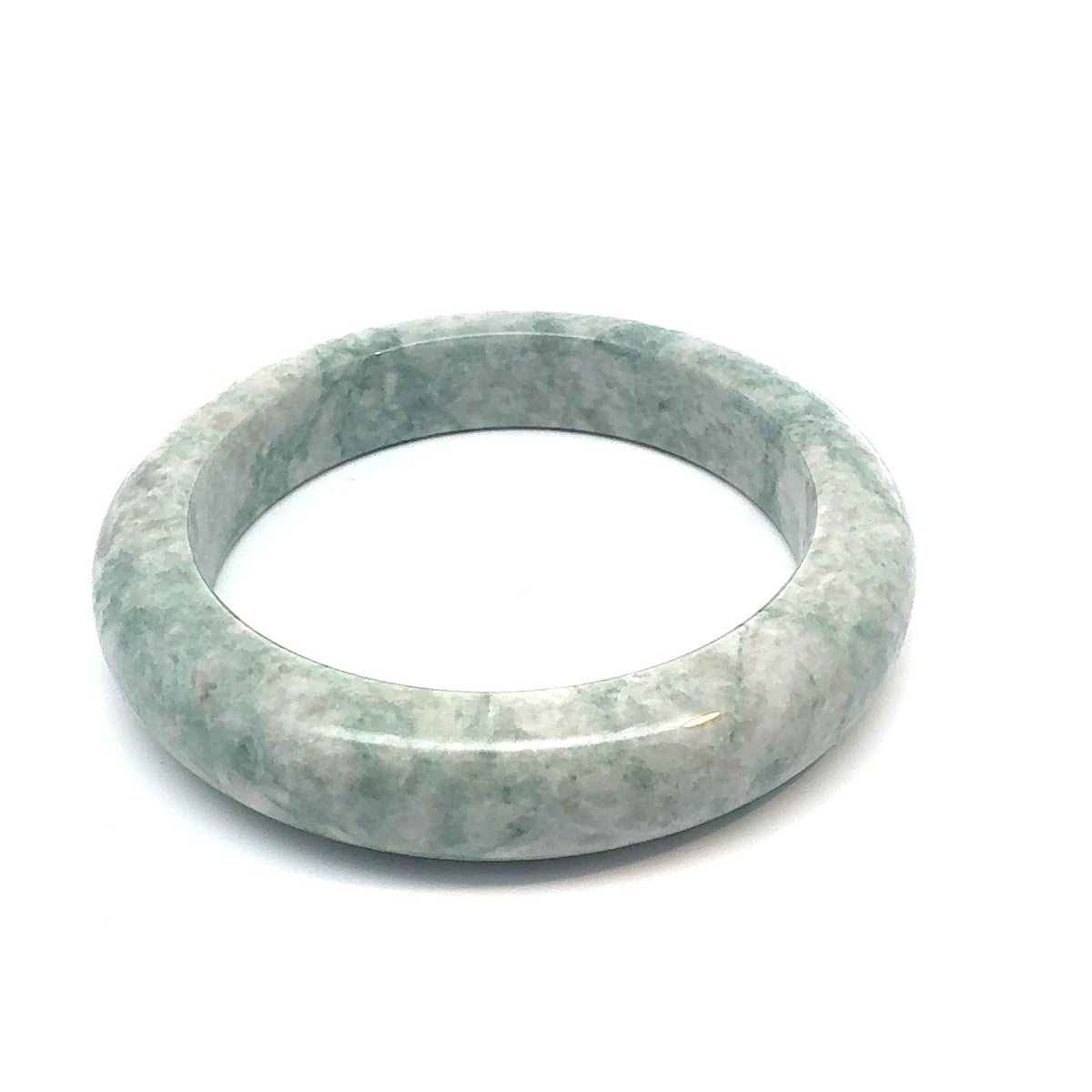 QAR Kazakh Jadeite Bangle, Mottled Green and White, Natural Type A