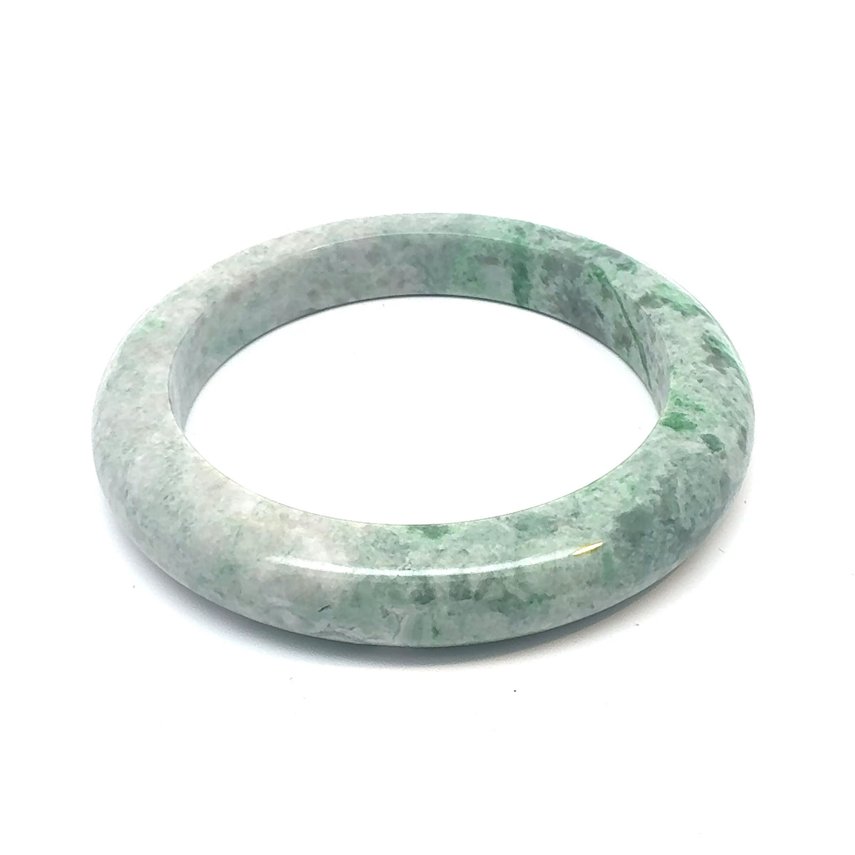 QAR Kazakh Jadeite Bangle, Mottled Green, Natural Type A