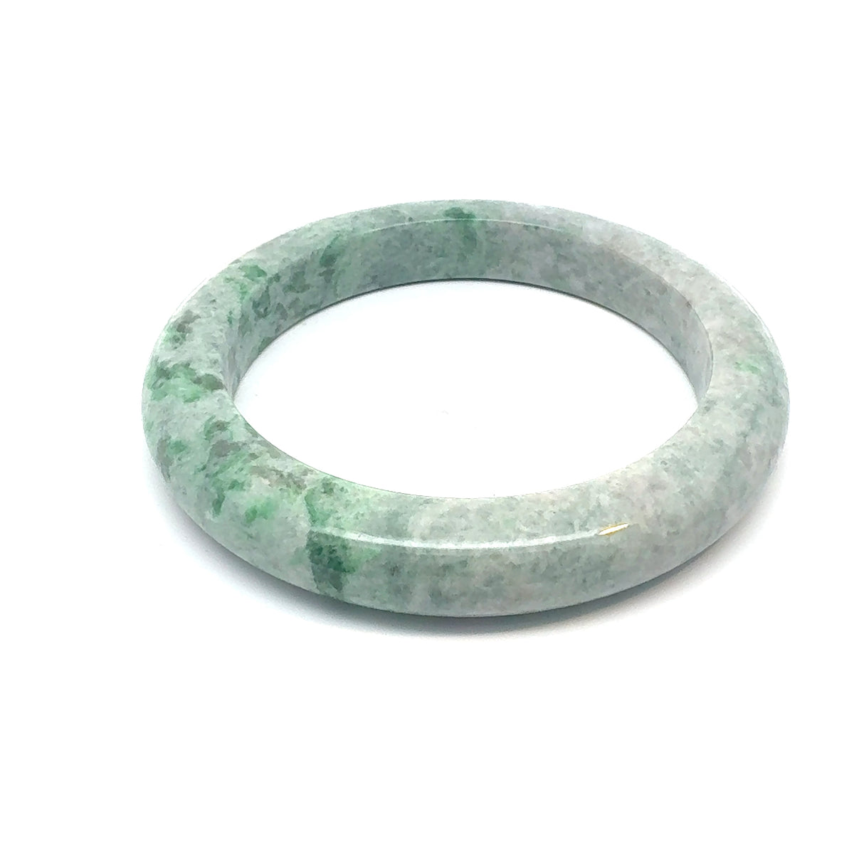 QAR Kazakh Jadeite Bangle, Mottled Green, Natural Type A