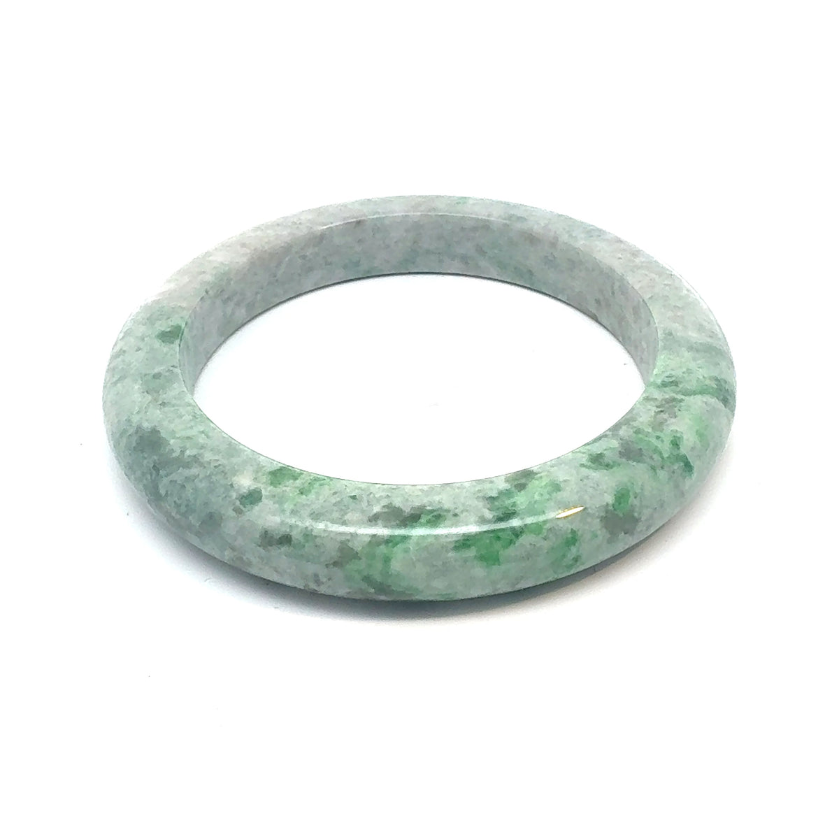 QAR Kazakh Jadeite Bangle, Mottled Green, Natural Type A