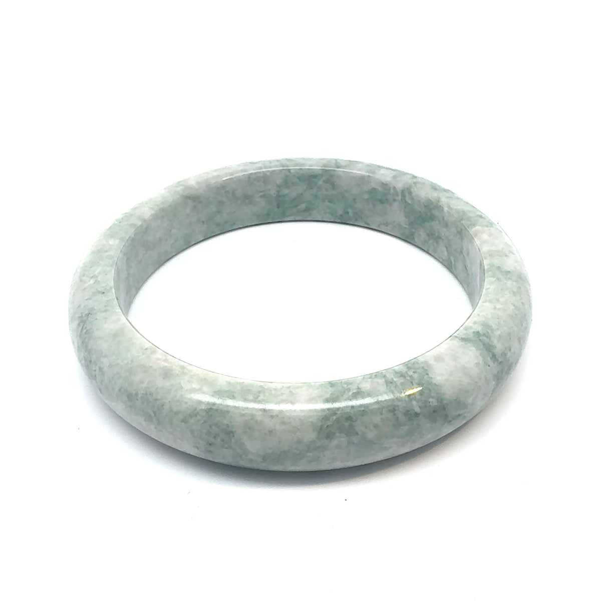 QAR Kazakh Jadeite Bangle, Light Green and White, Natural Type A