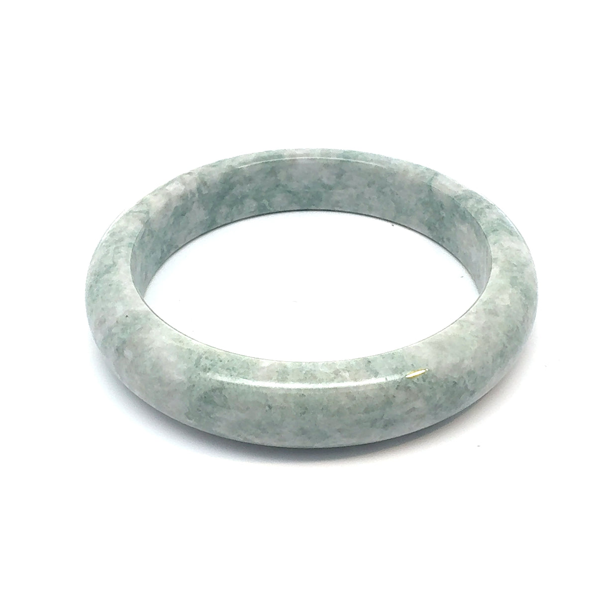 QAR Kazakh Jadeite Bangle, Light Green and White, Natural Type A