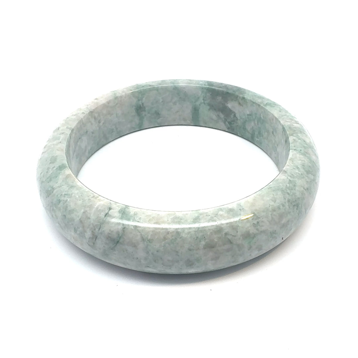 QAR Kazakh Jadeite Bangle, Mottled Light Green, Natural Type A