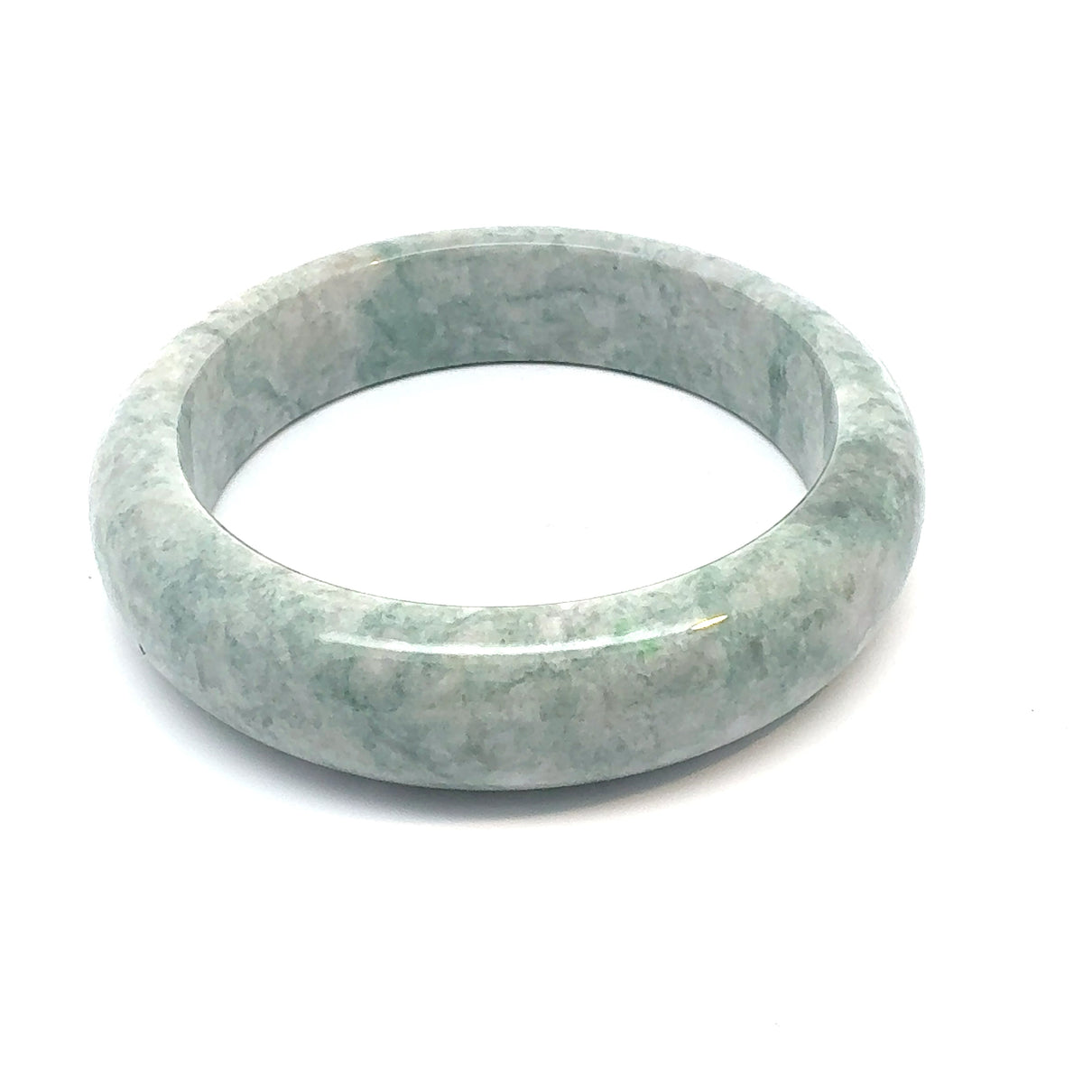 QAR Kazakh Jadeite Bangle, Mottled Light Green, Natural Type A