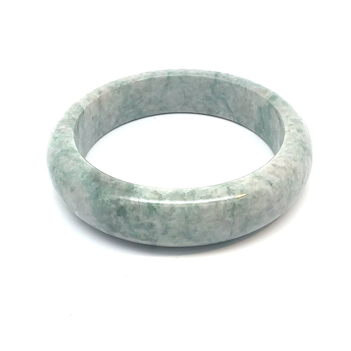 QAR Kazakh Jadeite Bangle, Mottled Light Green, Natural Type A