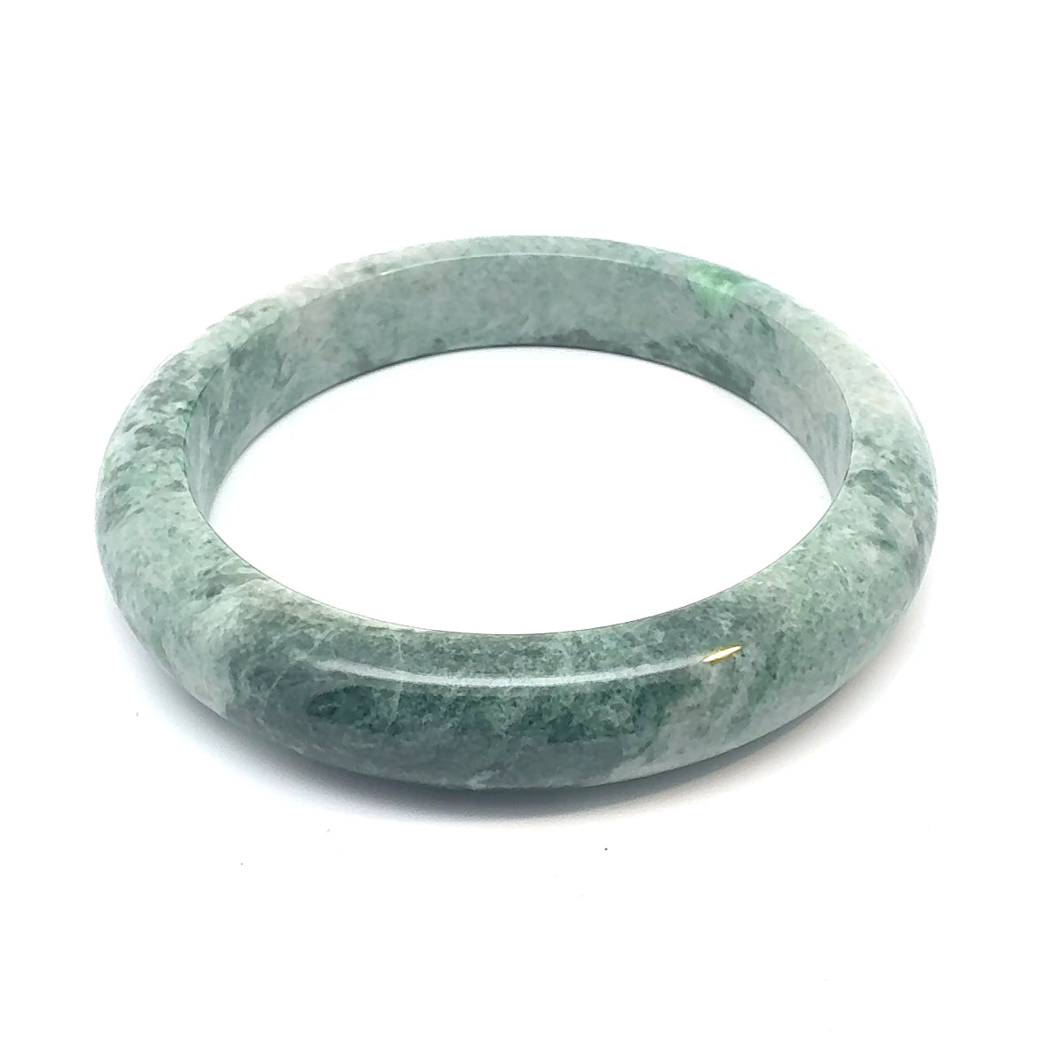 TAU Kazakh Jadeite Bangle, Mottled Light and Dark Green, Natural Type A