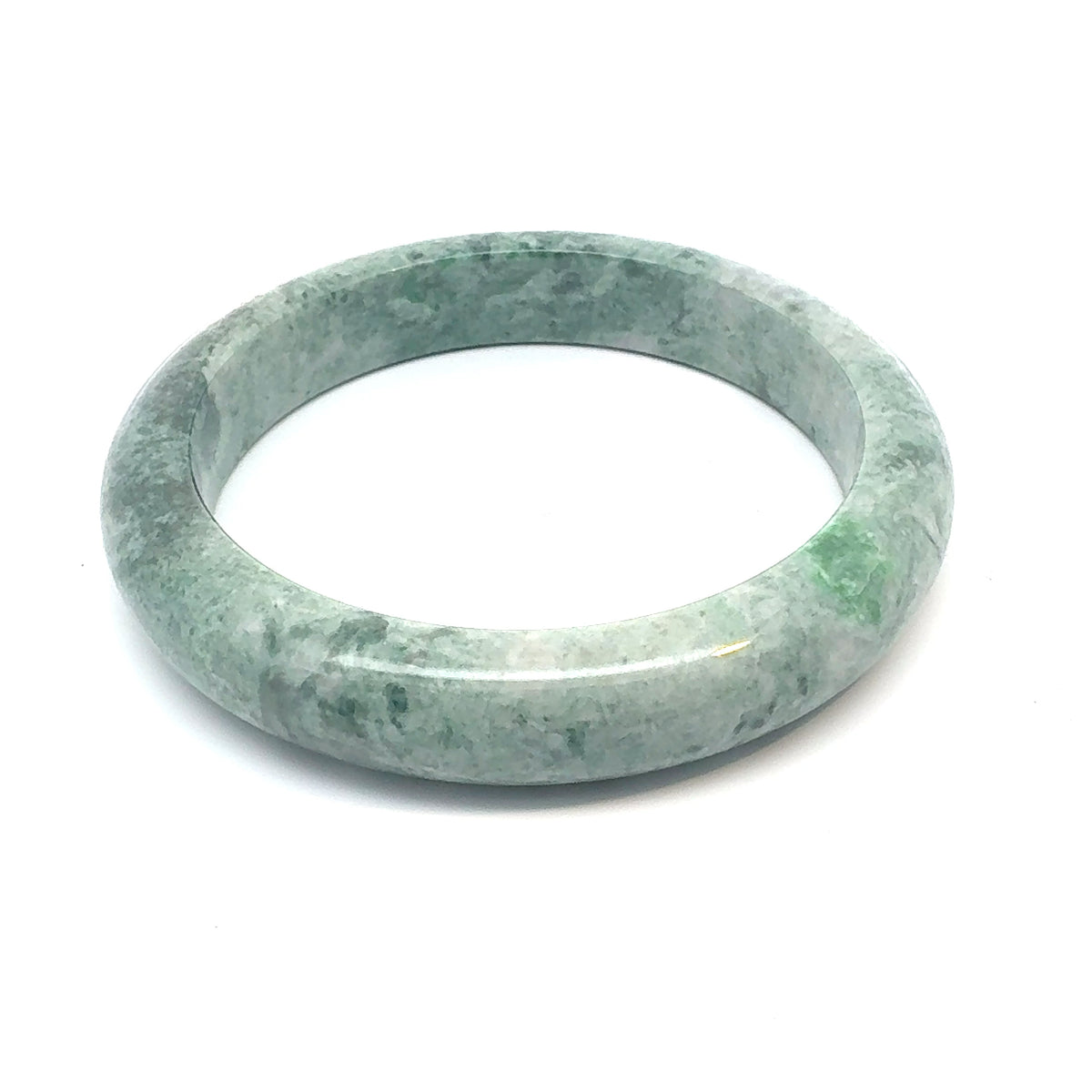 TAU Kazakh Jadeite Bangle, Mottled Light and Dark Green, Natural Type A