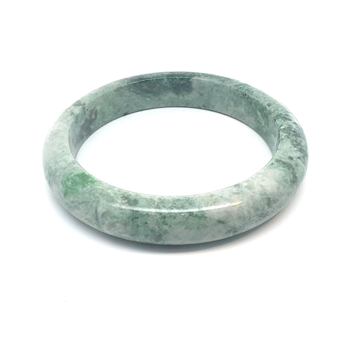 TAU Kazakh Jadeite Bangle, Mottled Light and Dark Green, Natural Type A
