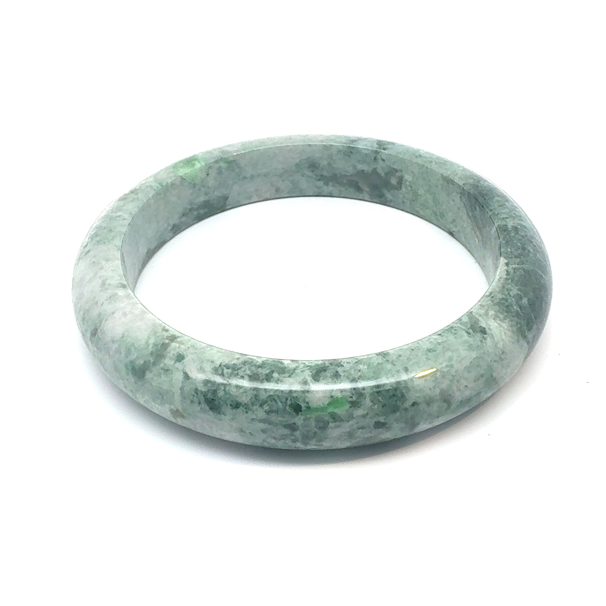 TAU Kazakh Jadeite Bangle, Mottled Light and Dark Green, Natural Type A