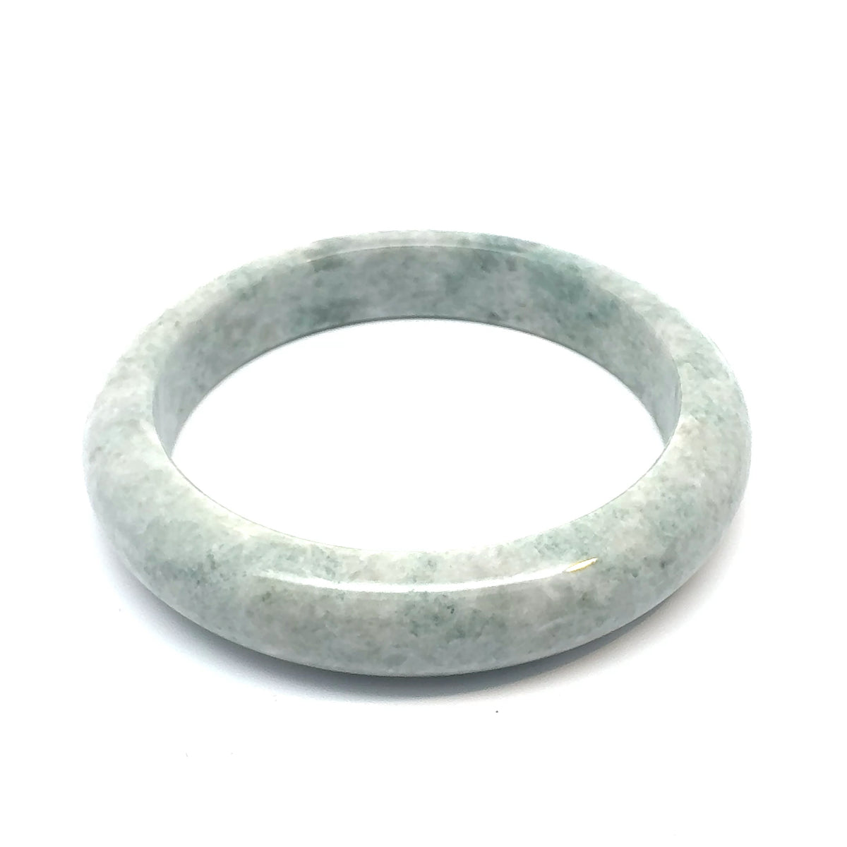QAR Kazakh Jadeite Bangle, Light Green and Soft White, Natural Type A