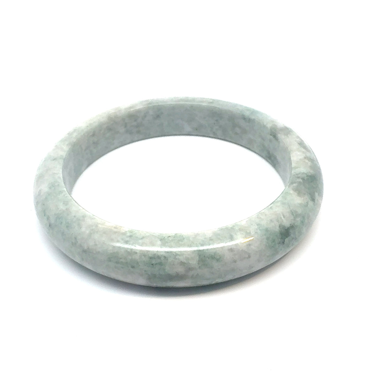 QAR Kazakh Jadeite Bangle, Light Green and Soft White, Natural Type A