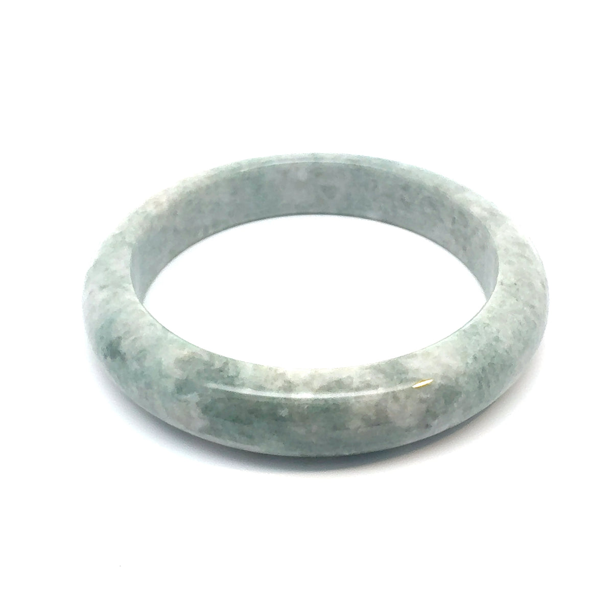 QAR Kazakh Jadeite Bangle, Light Green and Soft White, Natural Type A