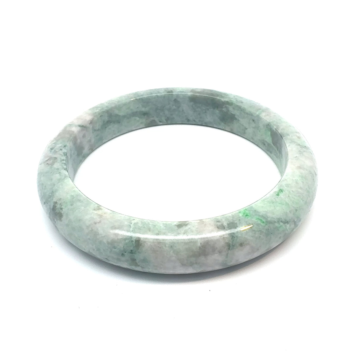 QAR Kazakh Jadeite Bangle, Mottled Green, Natural Type A