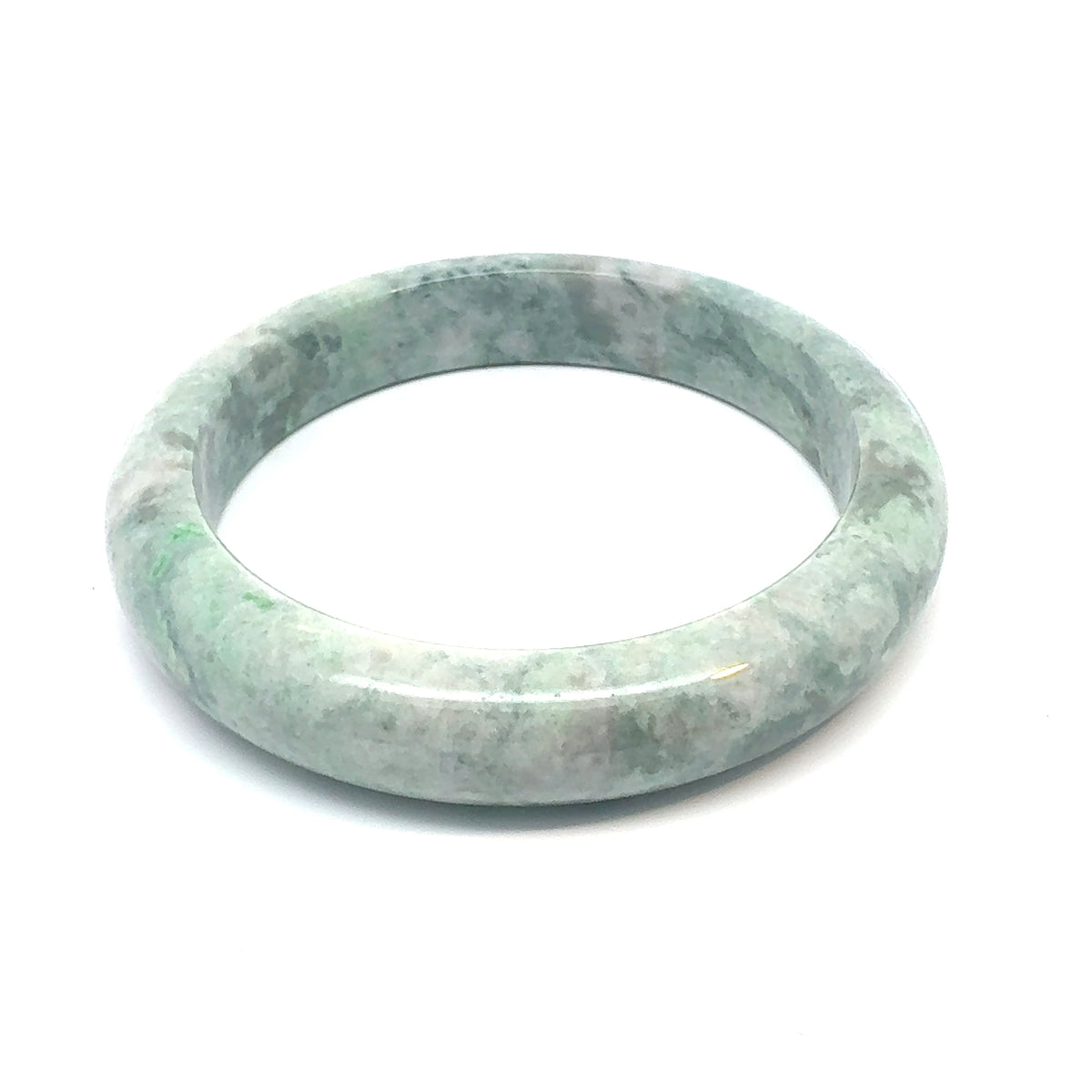 QAR Kazakh Jadeite Bangle, Mottled Green, Natural Type A
