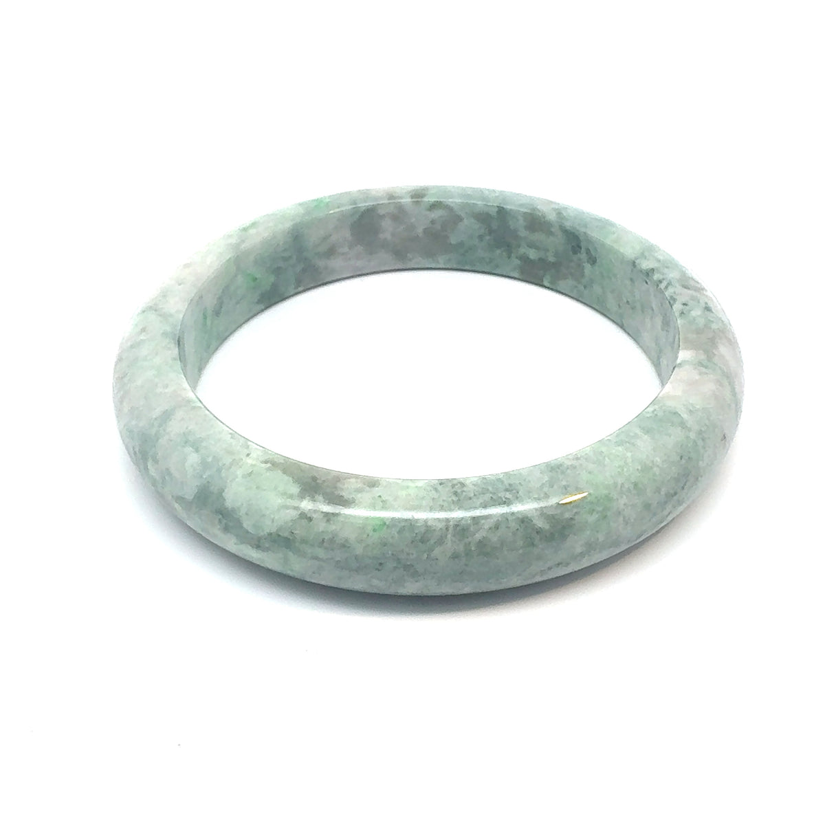QAR Kazakh Jadeite Bangle, Mottled Green, Natural Type A