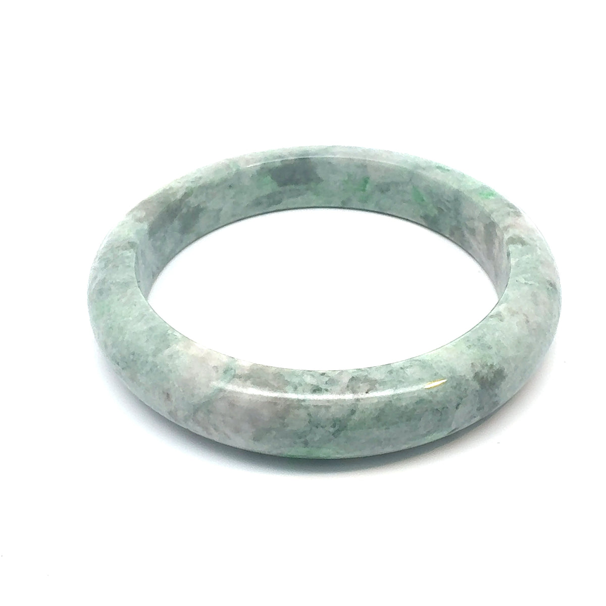 QAR Kazakh Jadeite Bangle, Mottled Green, Natural Type A