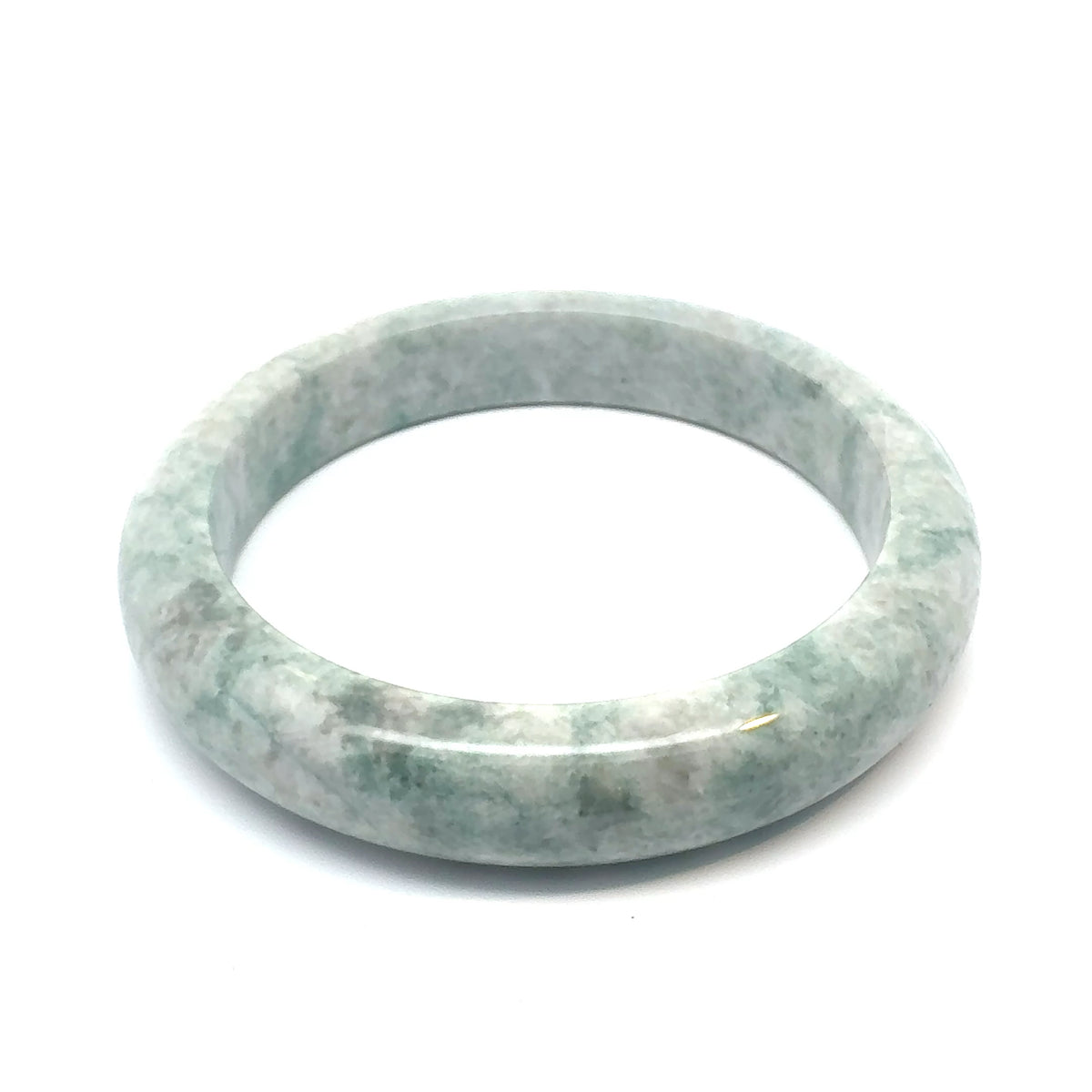 QAR Kazakh Jadeite Bangle, Light Green and White, Natural Type A