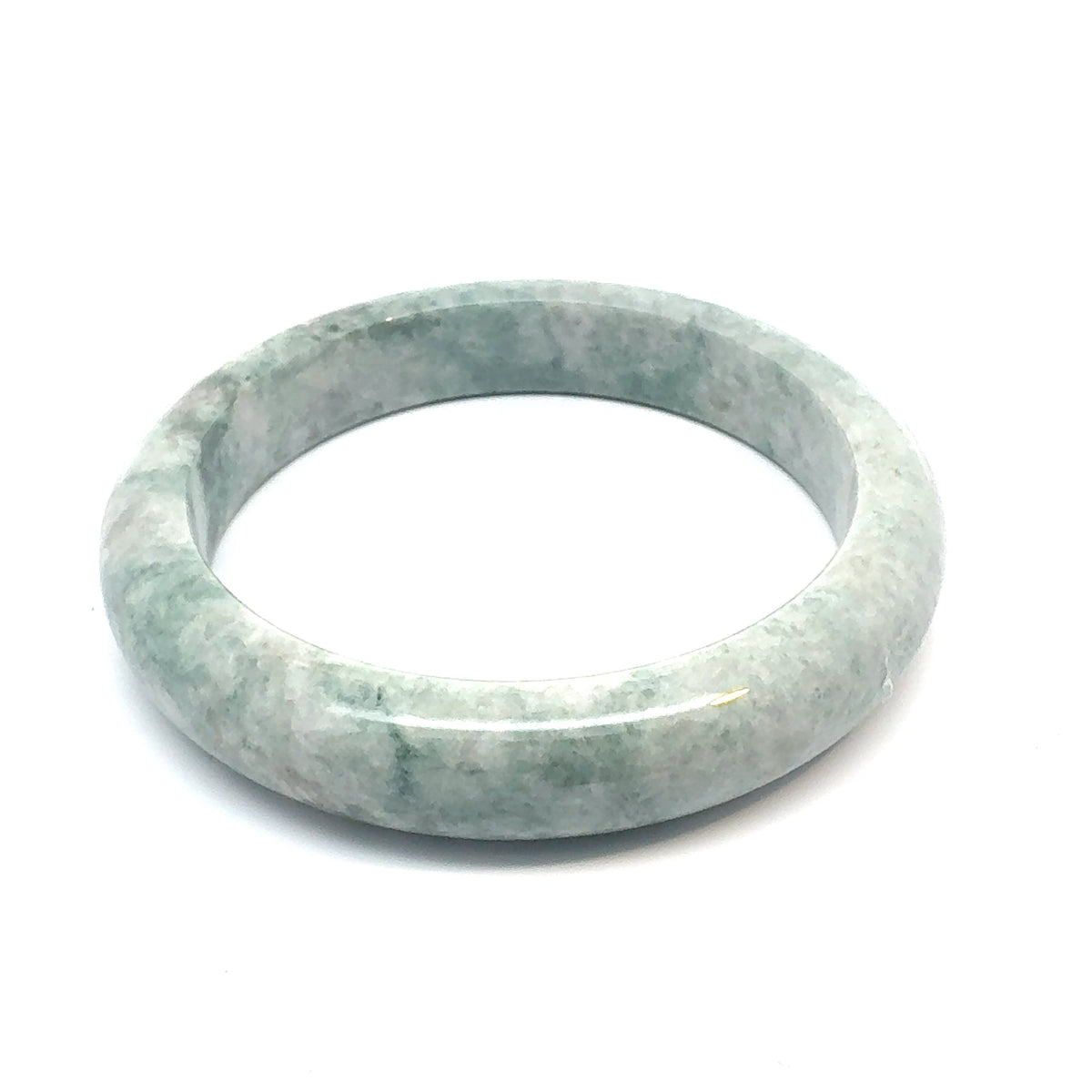 QAR Kazakh Jadeite Bangle, Light Green and White, Natural Type A