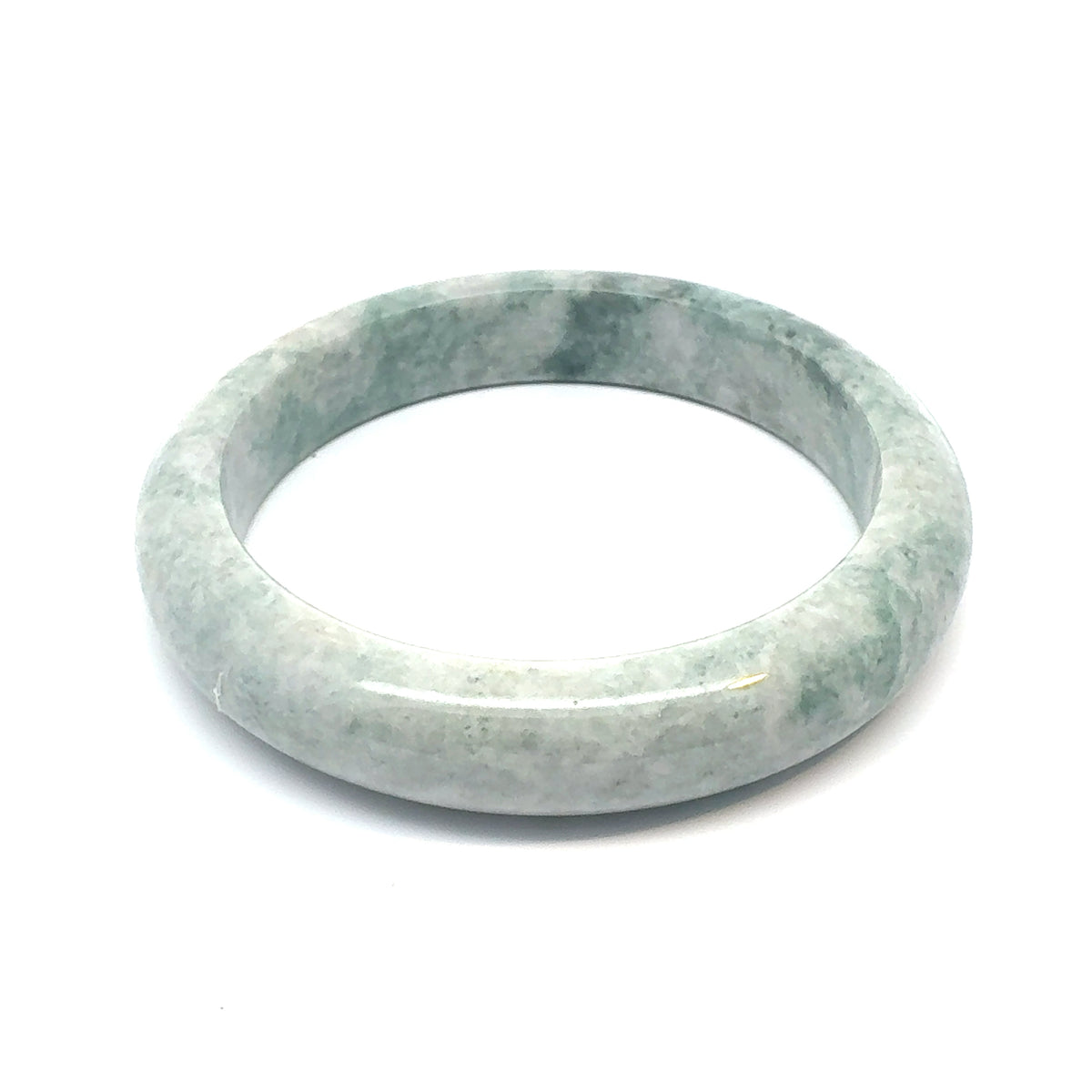 QAR Kazakh Jadeite Bangle, Light Green and White, Natural Type A