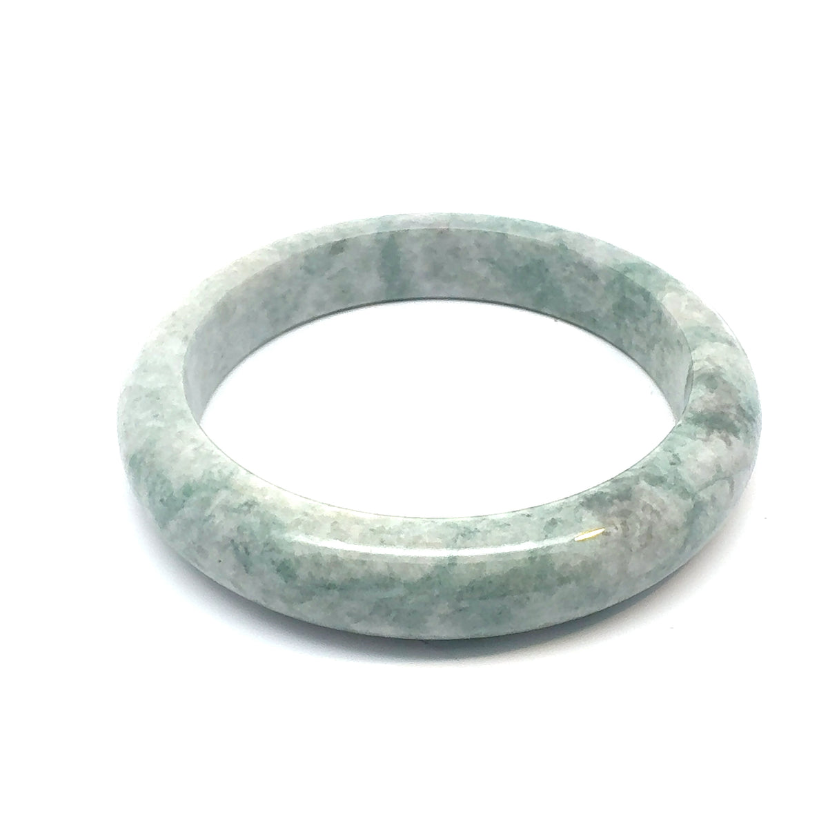 QAR Kazakh Jadeite Bangle, Light Green and White, Natural Type A