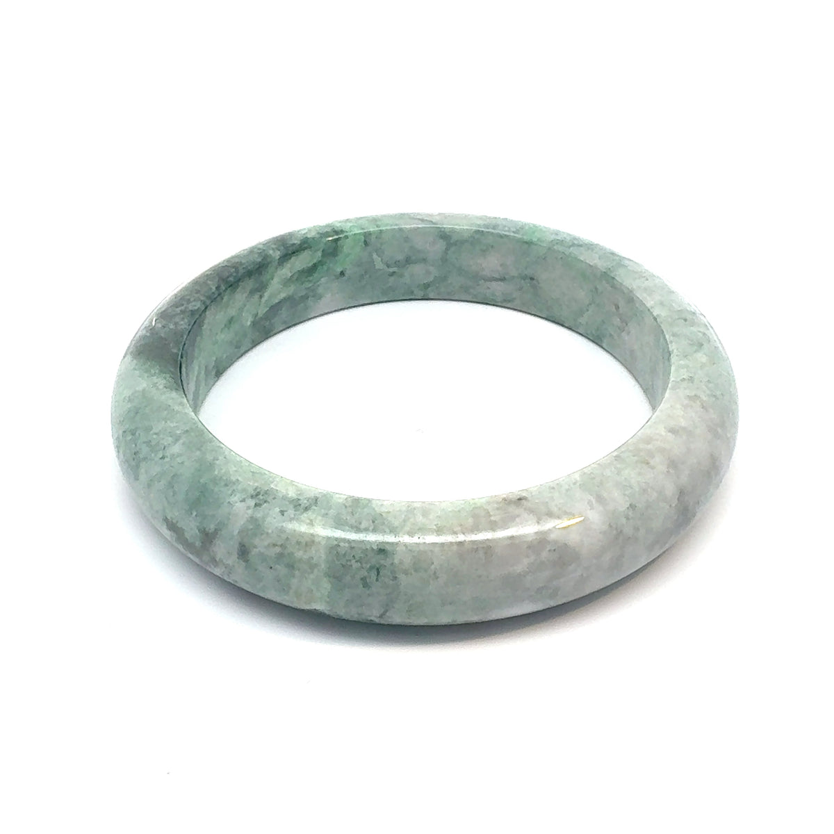 TAU Kazakh Jadeite Bangle, Mottled Green and White, Natural Type A