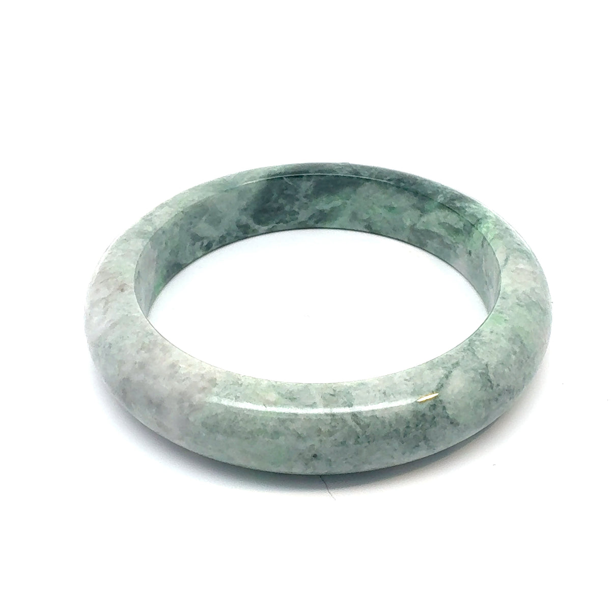 TAU Kazakh Jadeite Bangle, Mottled Green and White, Natural Type A
