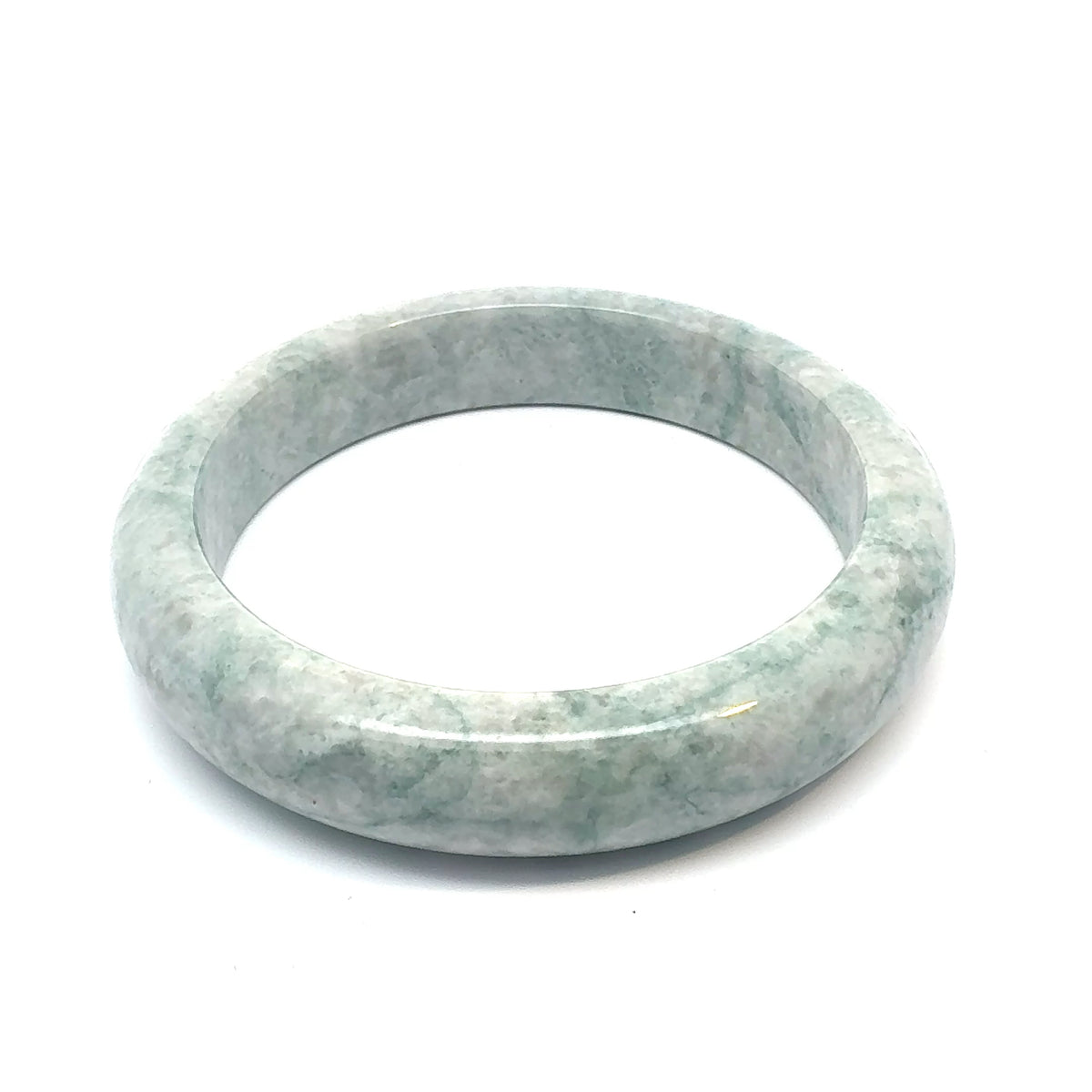 QAR Kazakh Jadeite Bangle, Pale Green and White, Natural Type A