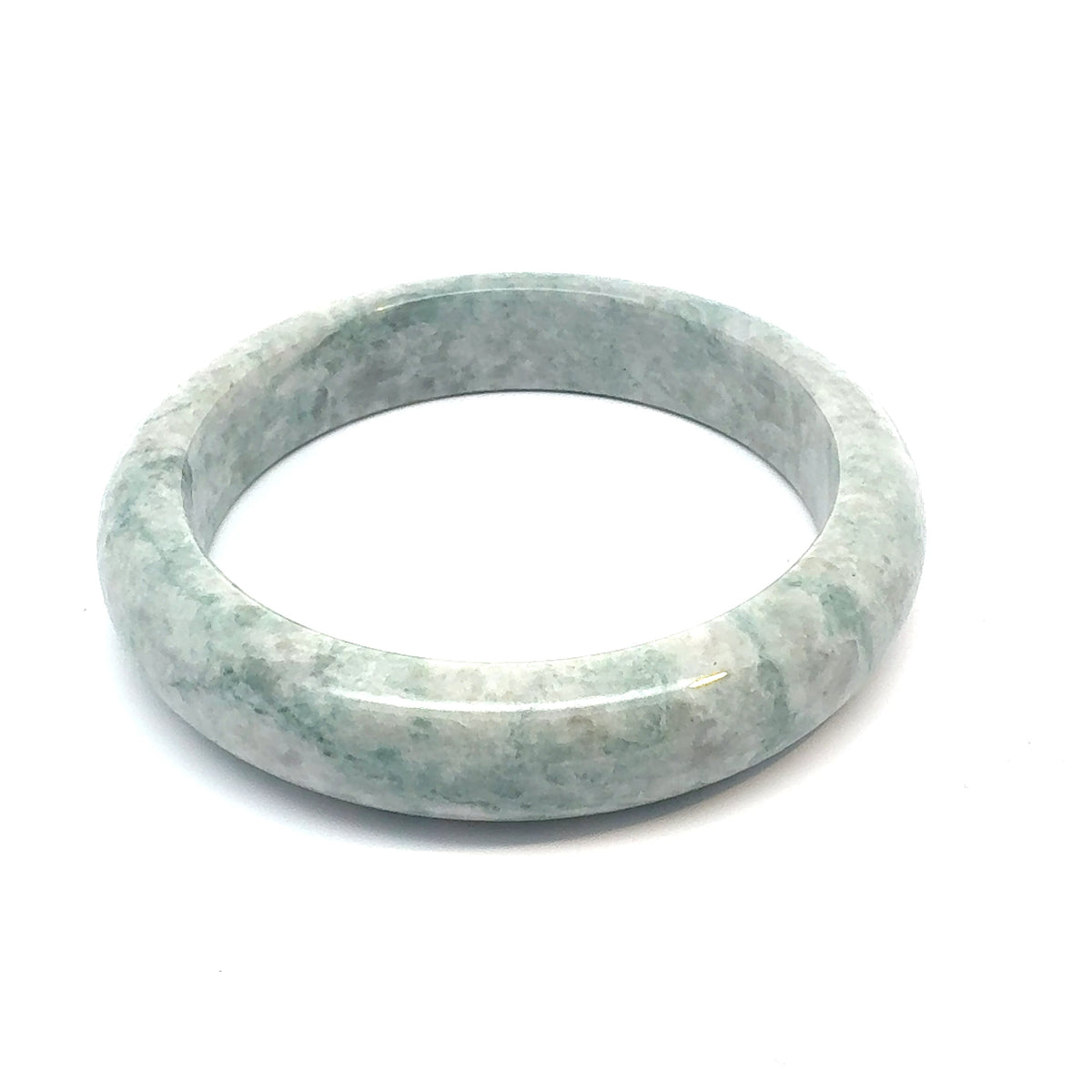 QAR Kazakh Jadeite Bangle, Pale Green and White, Natural Type A