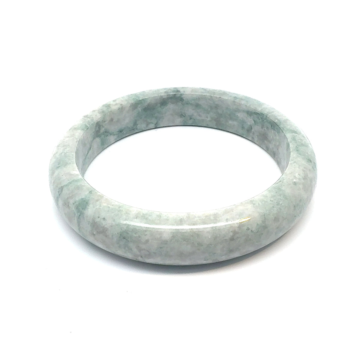 QAR Kazakh Jadeite Bangle, Pale Green and White, Natural Type A