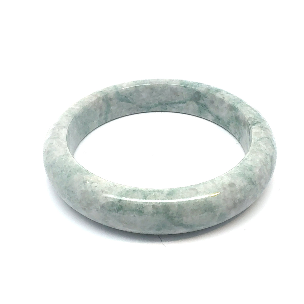 QAR Kazakh Jadeite Bangle, Pale Green and White, Natural Type A